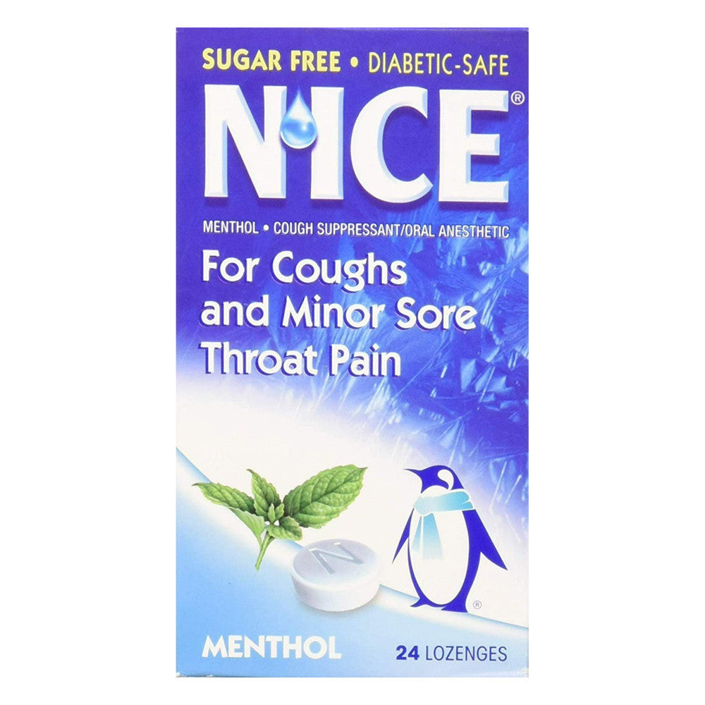 Nice Sugar Free Cough Drop Lozenges Menthol Eucalyptus, 24 ea